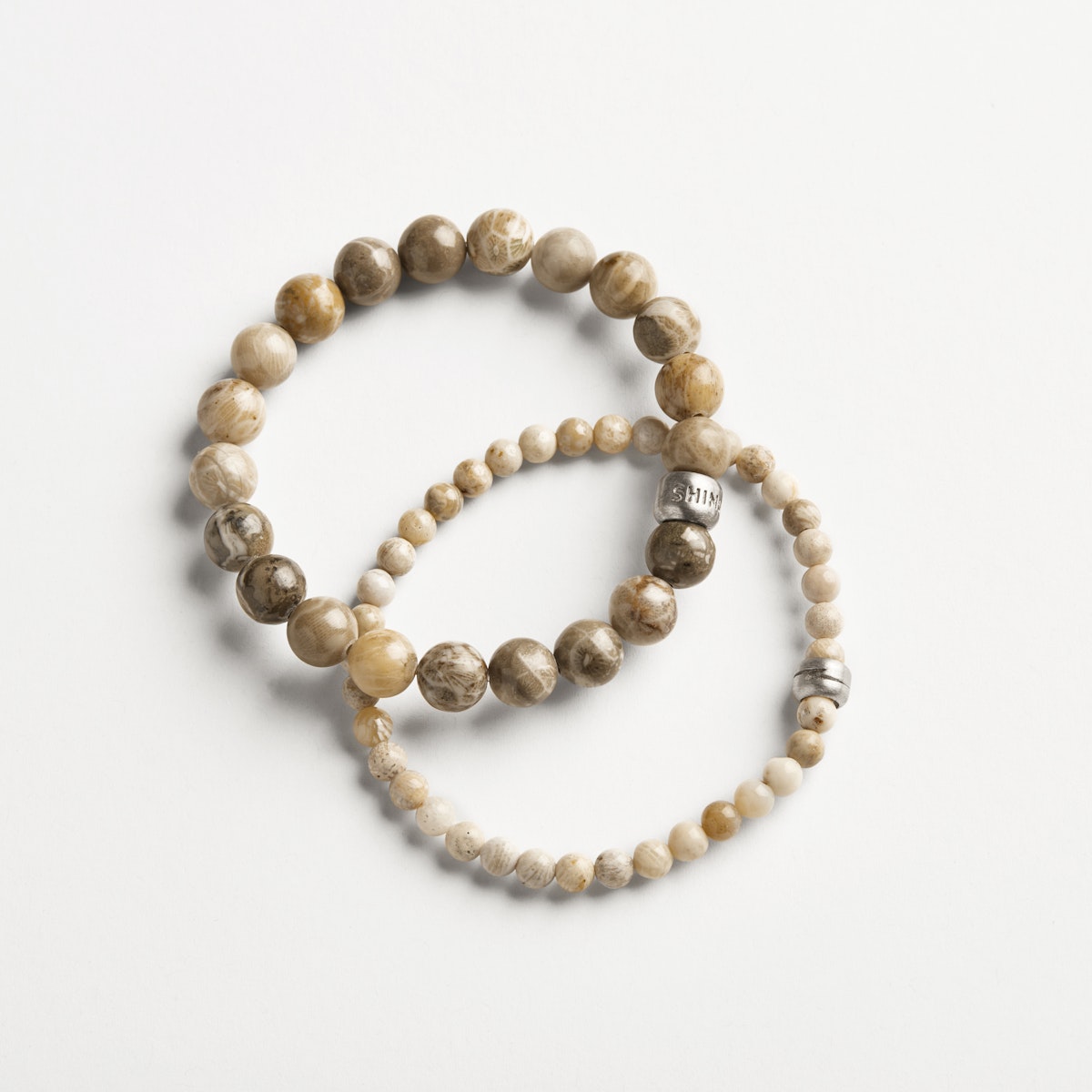 8MM BEADED PETOSKEY BRACELET | .925 Sterling Silver