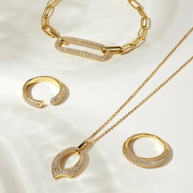 Gold Pavé Adjustable Ring