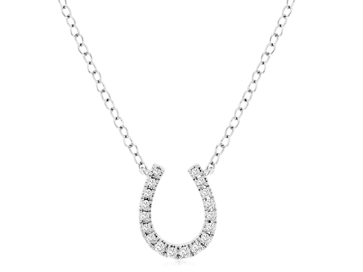 14kt White Gold Diamond Horseshoe Necklace