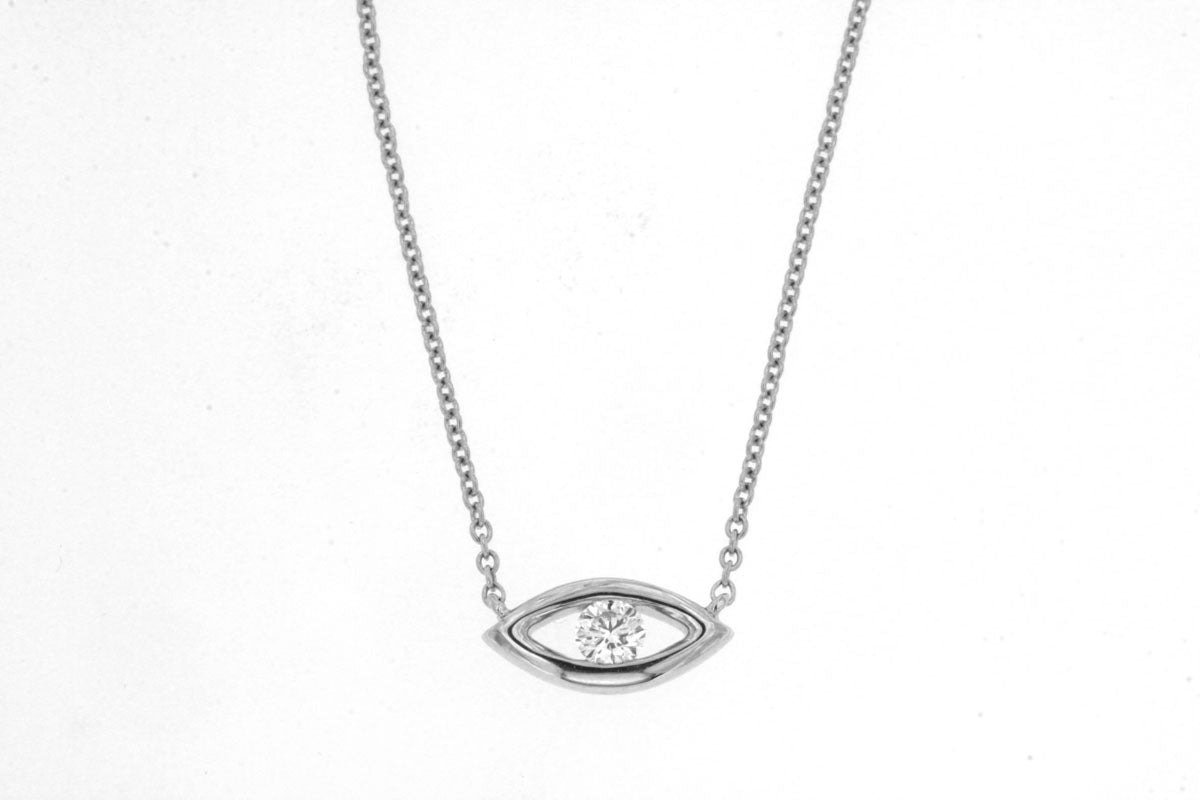 14kt White Gold Diamond Evil Eye Necklace