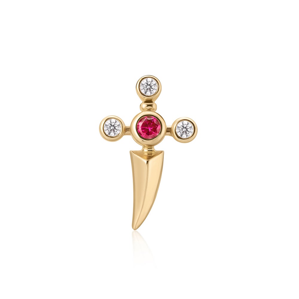 PHINEAS | Lab-Grown Diamond & Ruby Dagger Threaded Flatback