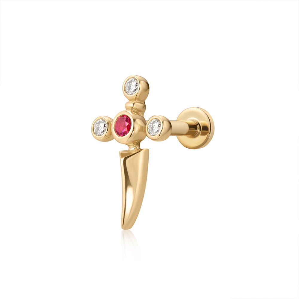 PHINEAS | Lab-Grown Diamond & Ruby Dagger Threaded Flatback