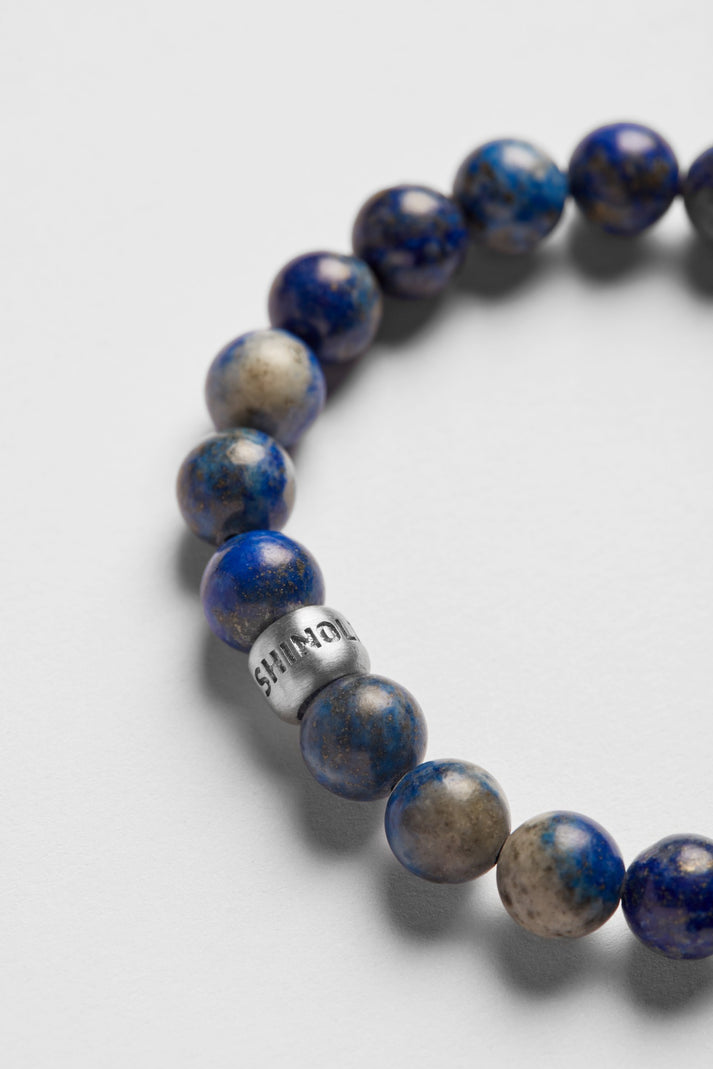 8MM BEADED LAPIS BRACELET | .925 Sterling Silver