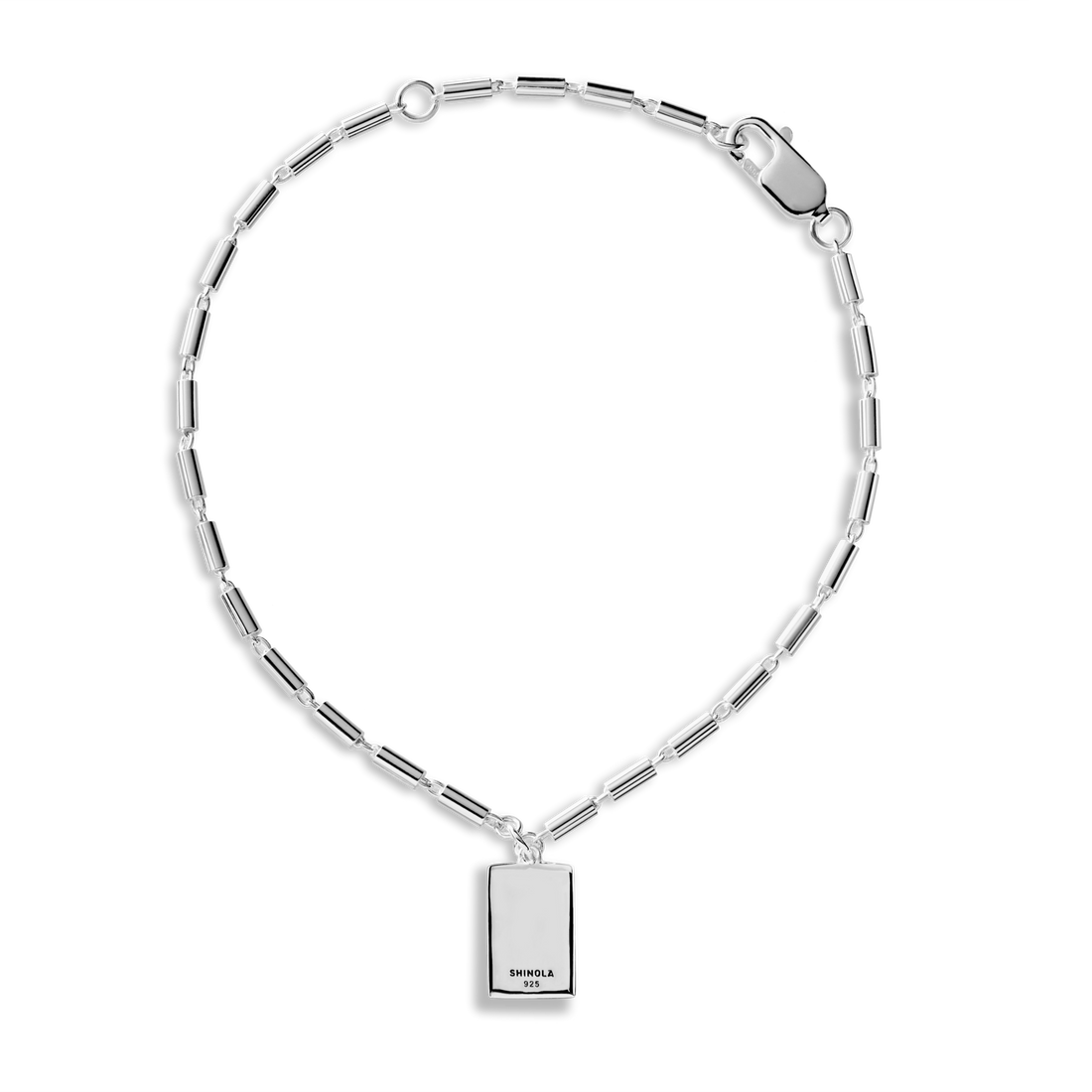 PETITE RECTANGULAR TAG CHAIN BRACELET | Sterling Silver