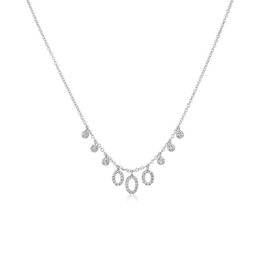 White Gold necklace with Oval and Diamond Bezels