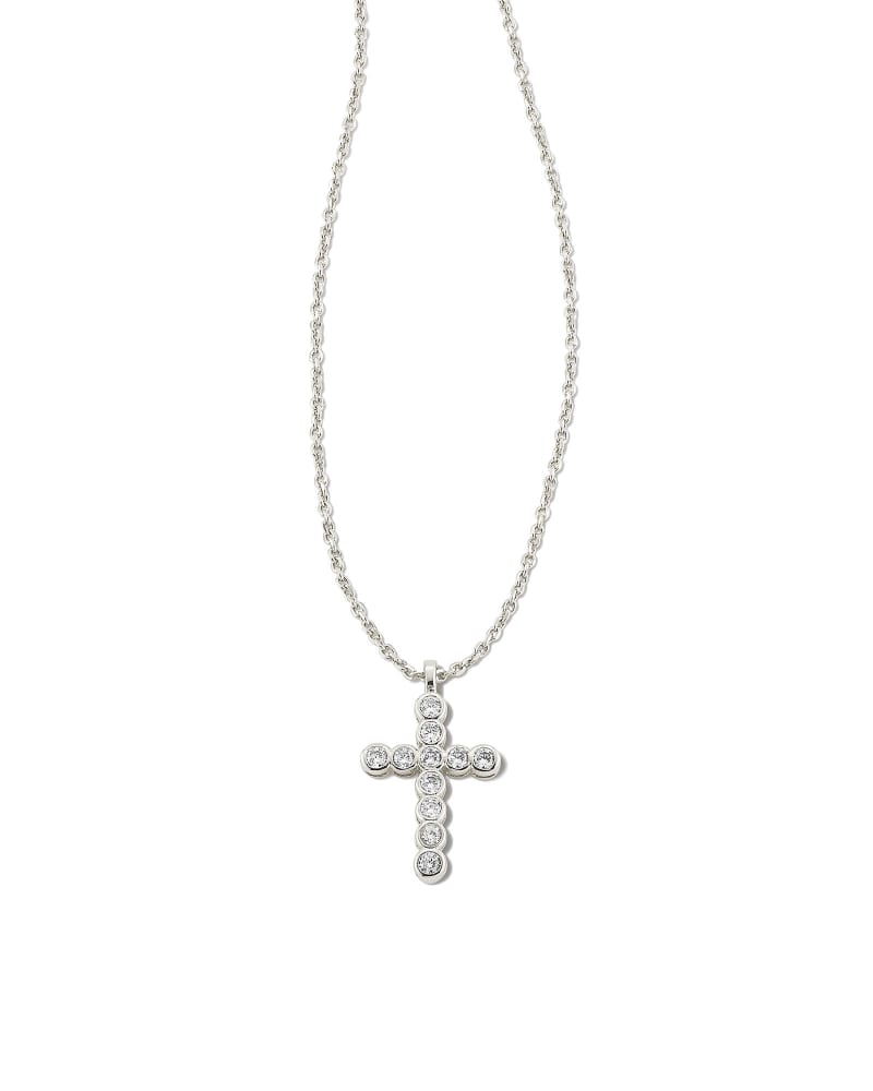 Juliette Silver Pendant Necklace in White Crystal