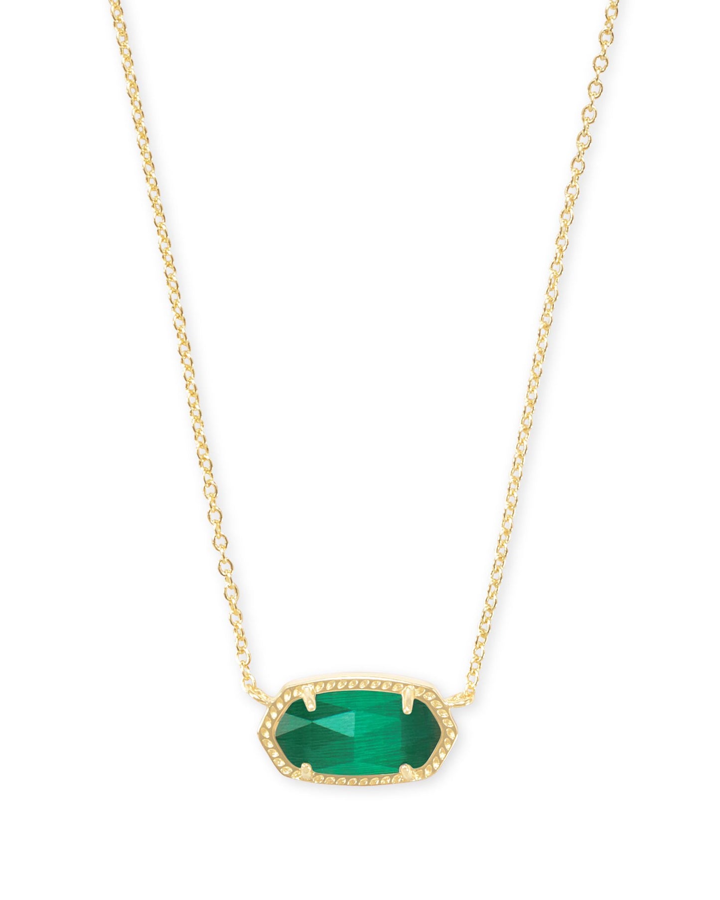 Elisa Gold Pendant Necklace in Emerald Cat’s Eye