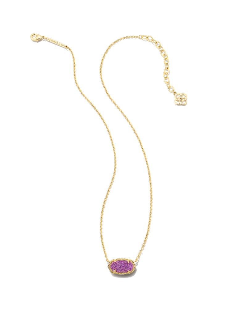 Elisa Gold Pendant Necklace in Mulberry Drusy