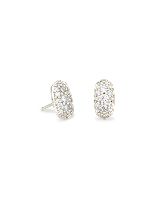 Grayson Silver Stud Earrings in White Crystal