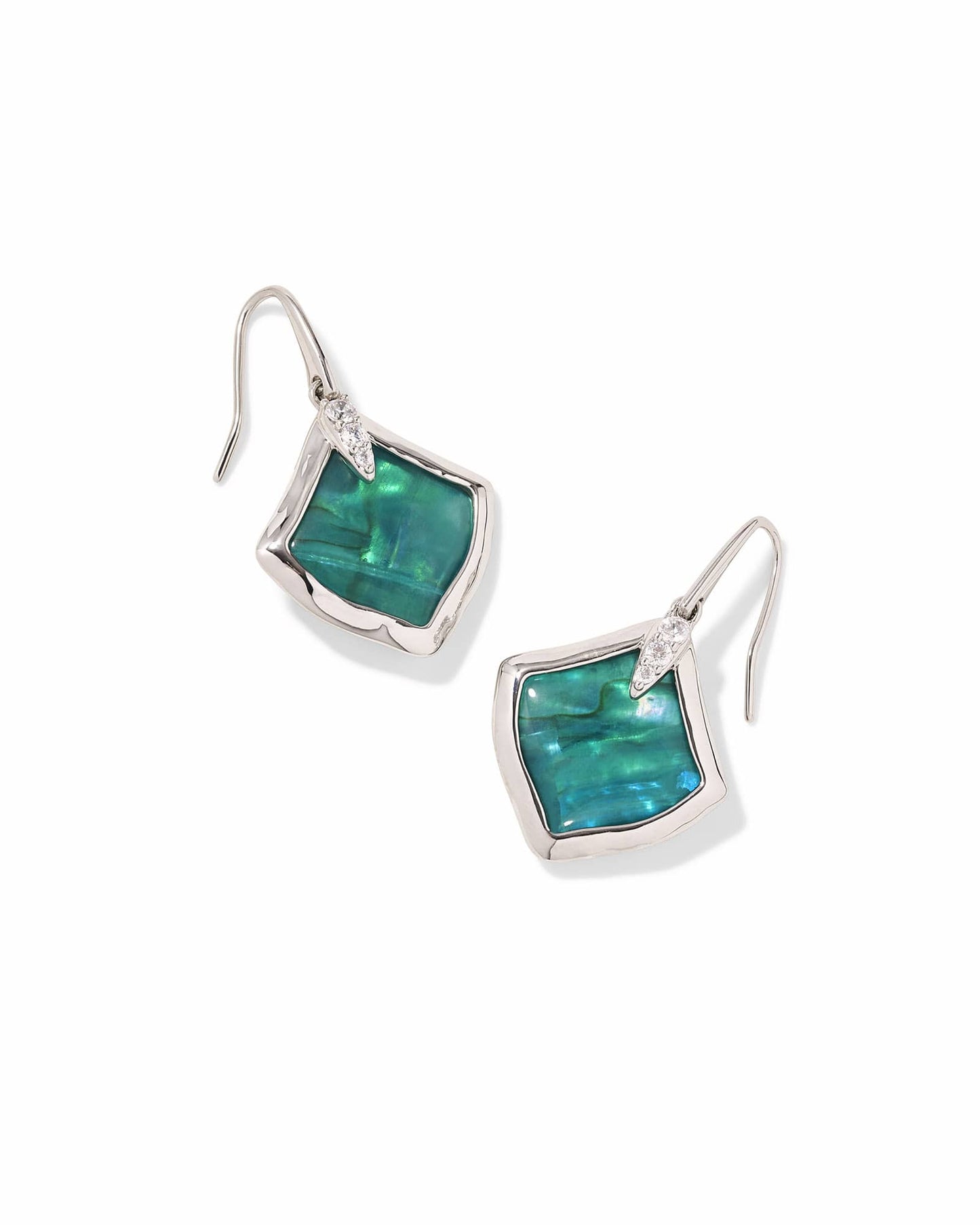 Joelle Silver Drop Earrings in Bright Aqua Illusion