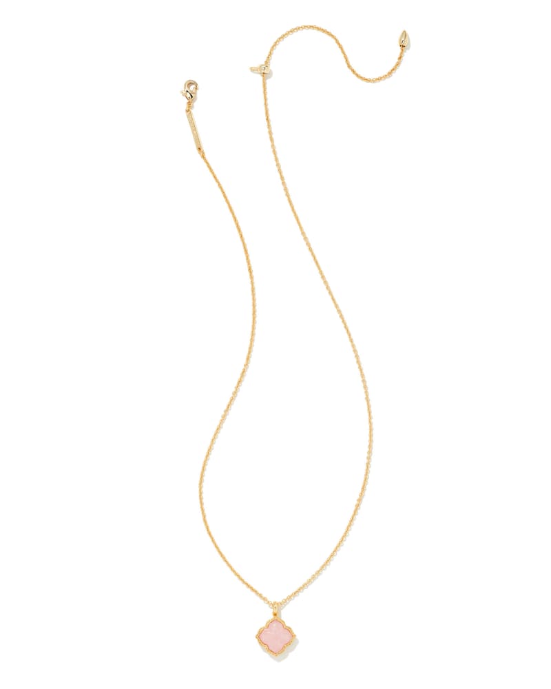 Mallory Gold Pendant Necklace in Rose Quartz