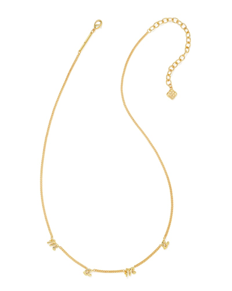 Mama Script Strand Necklace in Gold