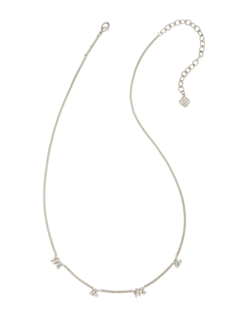 Mama Script Strand Necklace in Silver