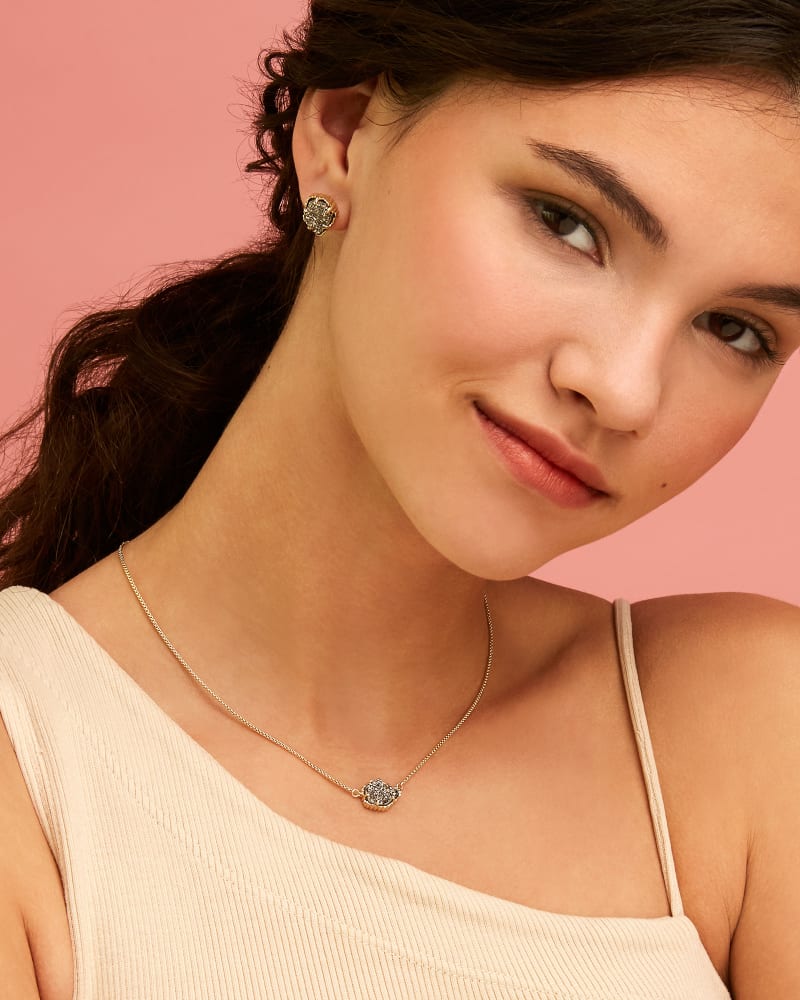 Tessa Silver Stud Earrings in Platinum Drusy