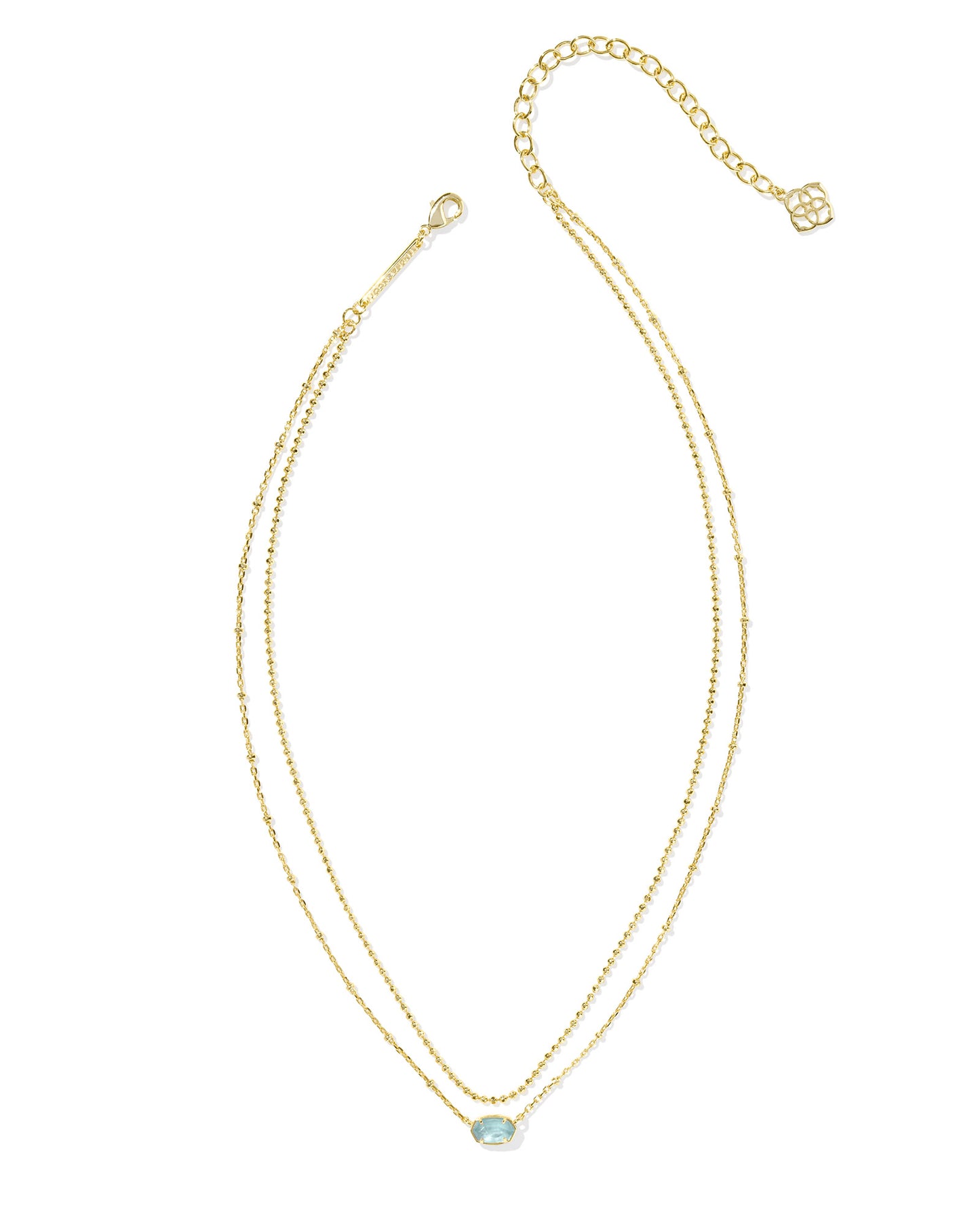 Emilie Gold Multi Strand Necklace in Light Blue Illusion