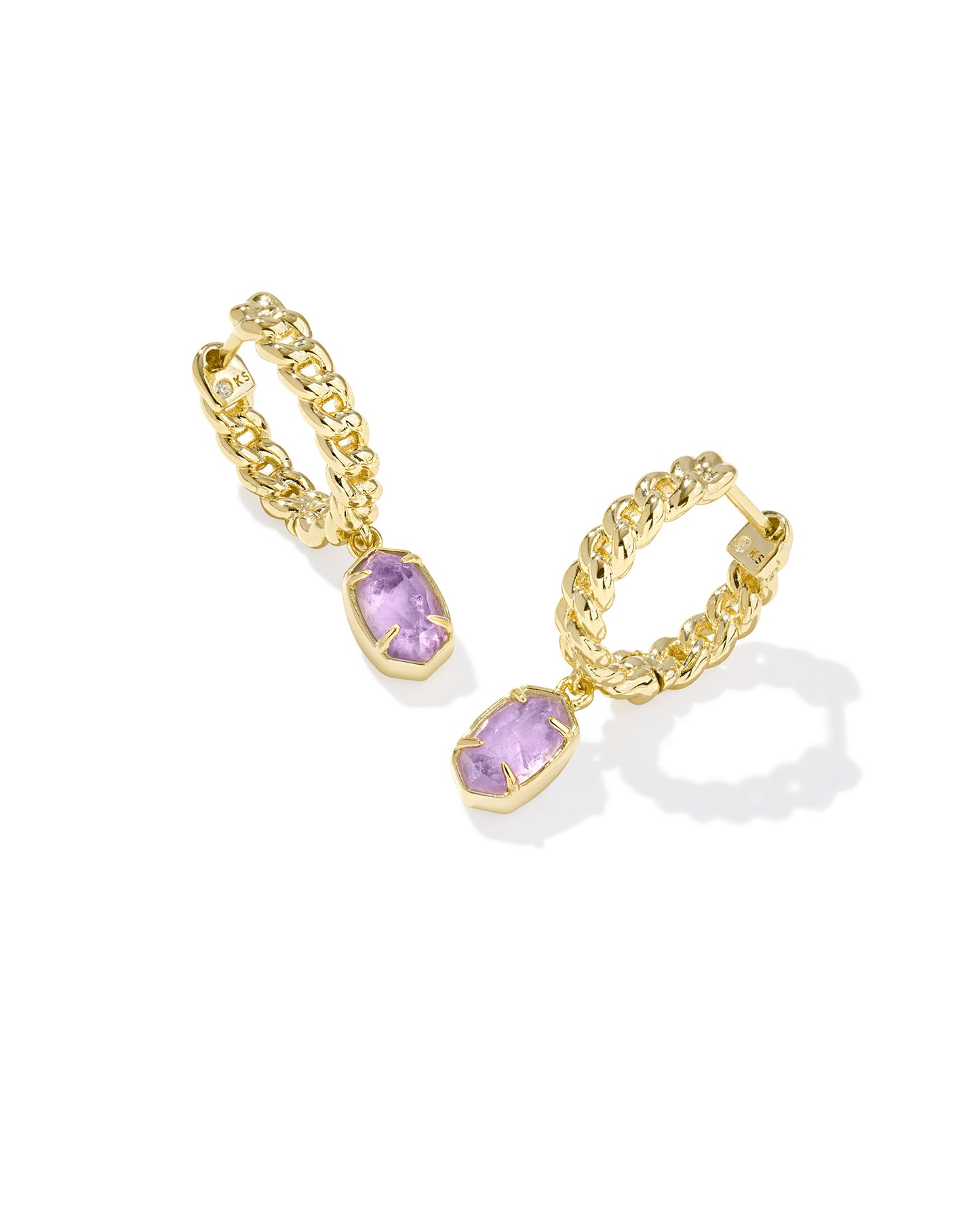 Emilie Gold Huggie Earrings in Purple Amethyst