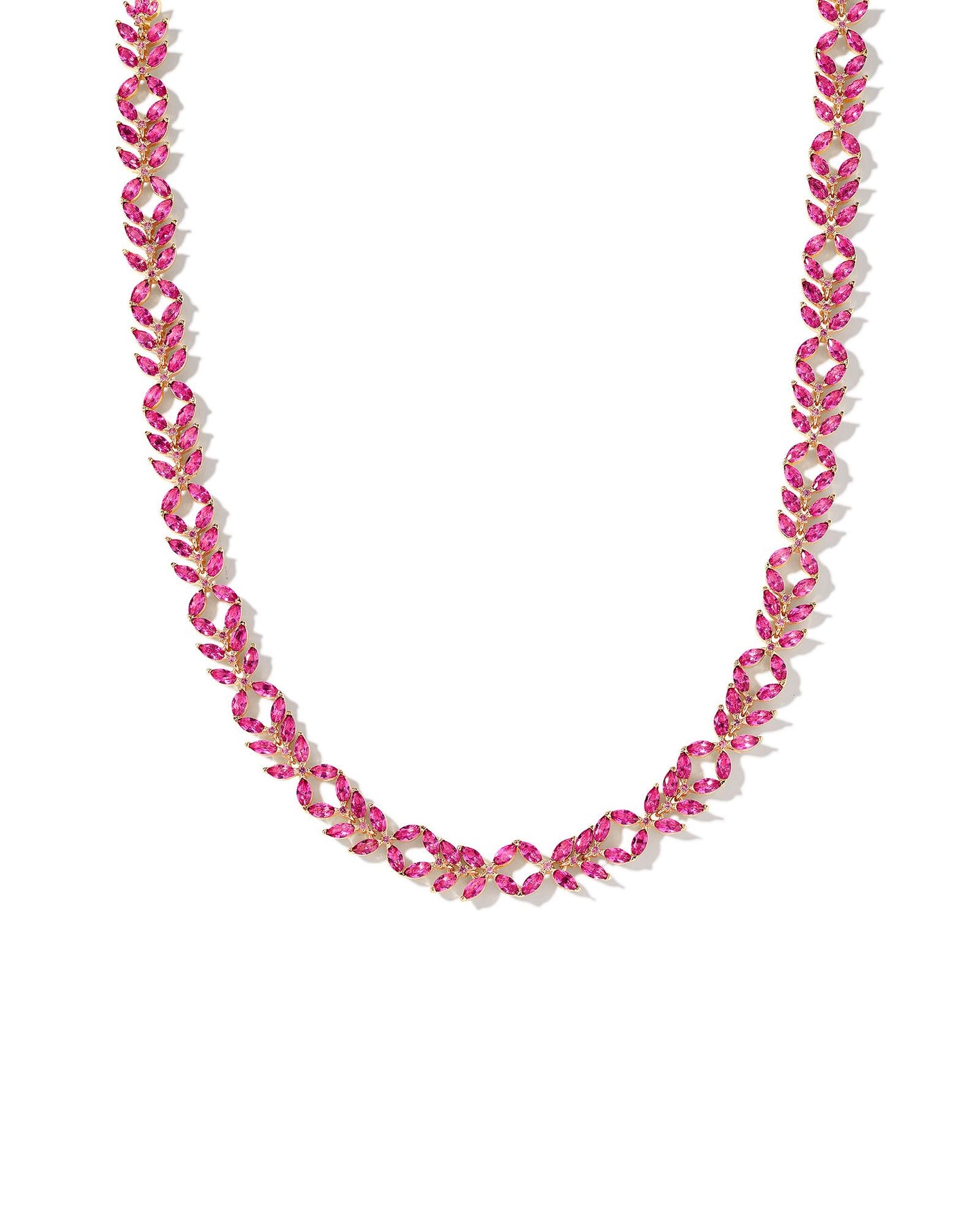 Rosalie Gold Tennis Necklace in Pink Crystal