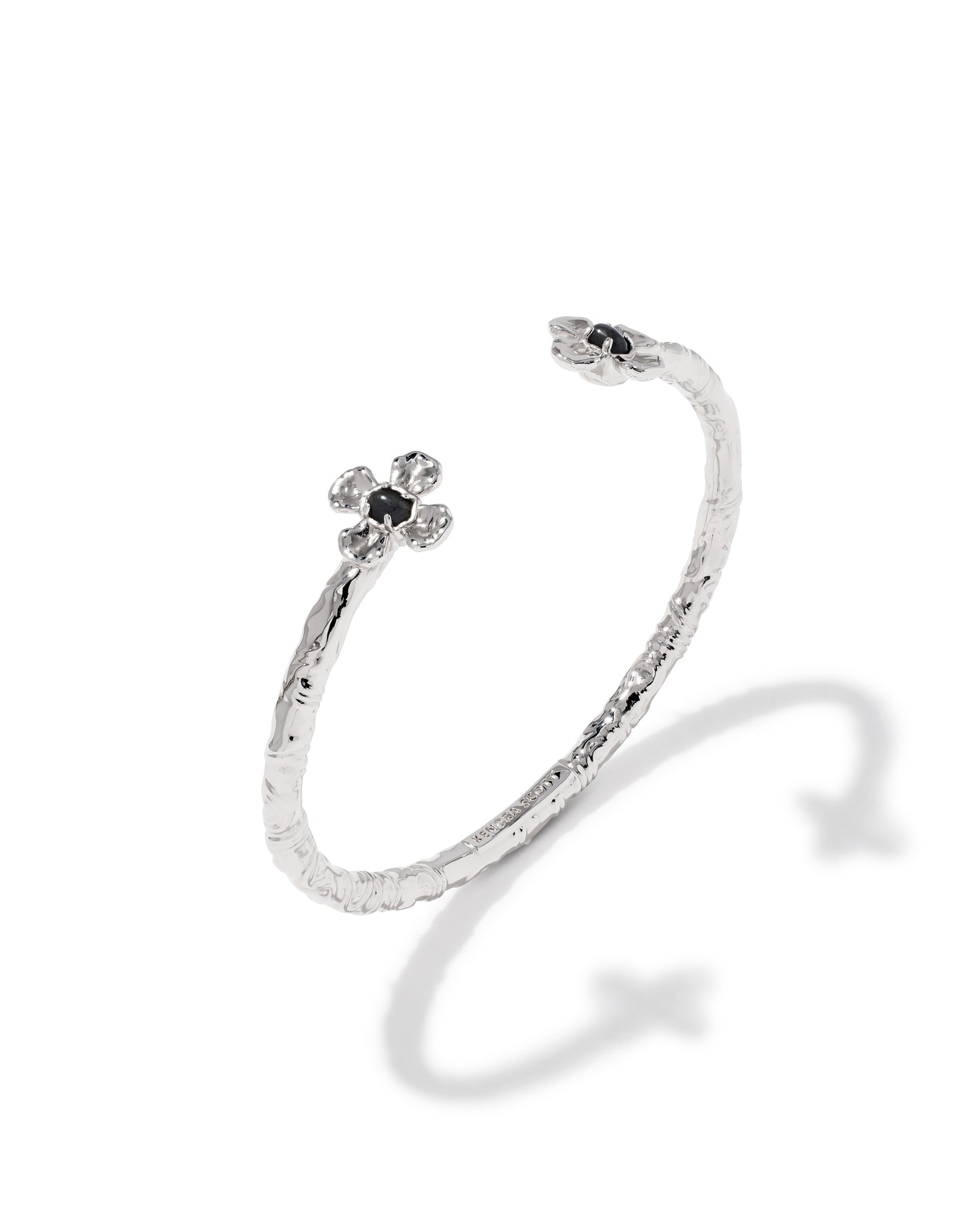 Leanne Silver Cuff Bracelet in Black Granite