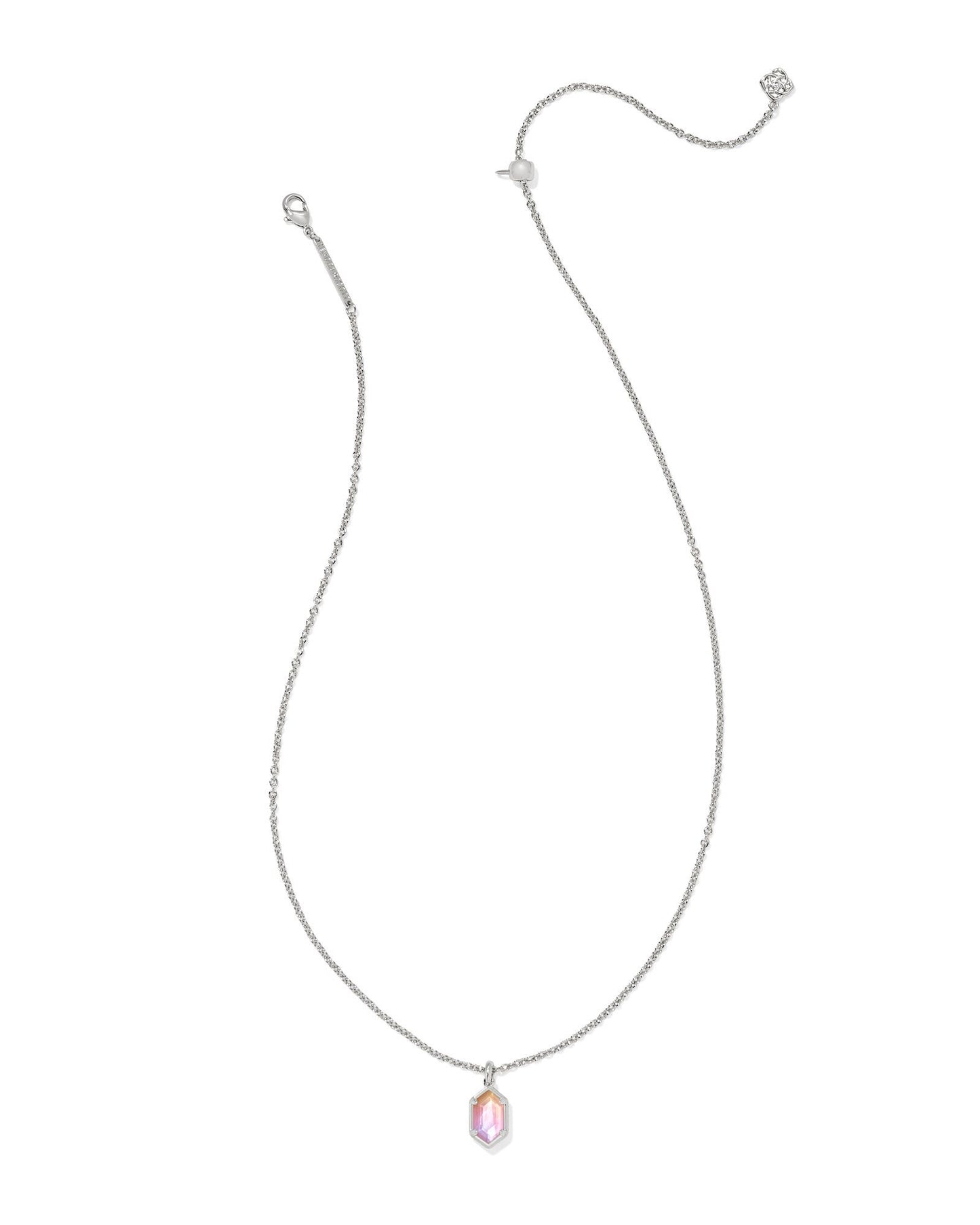 Hallie Silver Short Pendant Necklace In Sunrise Watercolor Illusion