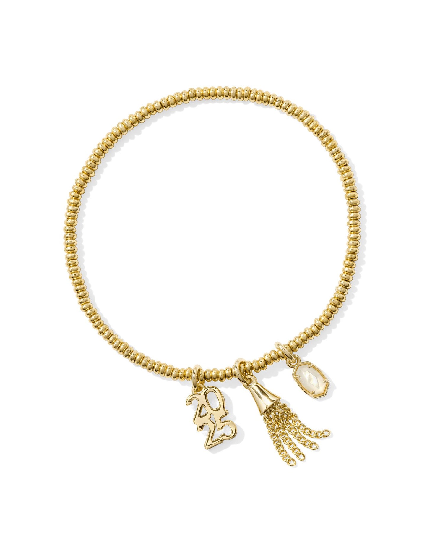 2025 Graduation Gold Stretch Bracelet in Dichroic Glass