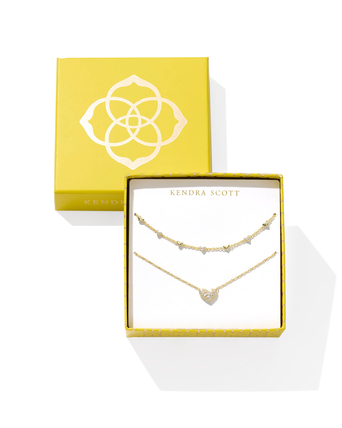 Ari & Haven Gold Heart Necklace Gift Set in White Crystal