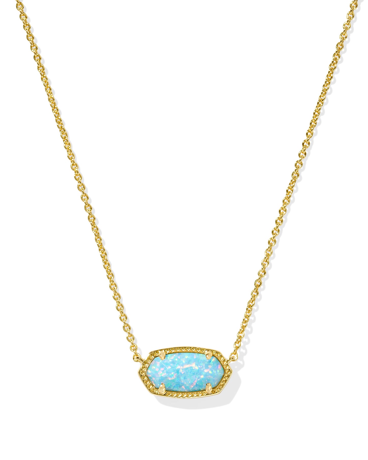 Elisa Gold Short Pendant Necklace In Light Teal Kyocera Opal
