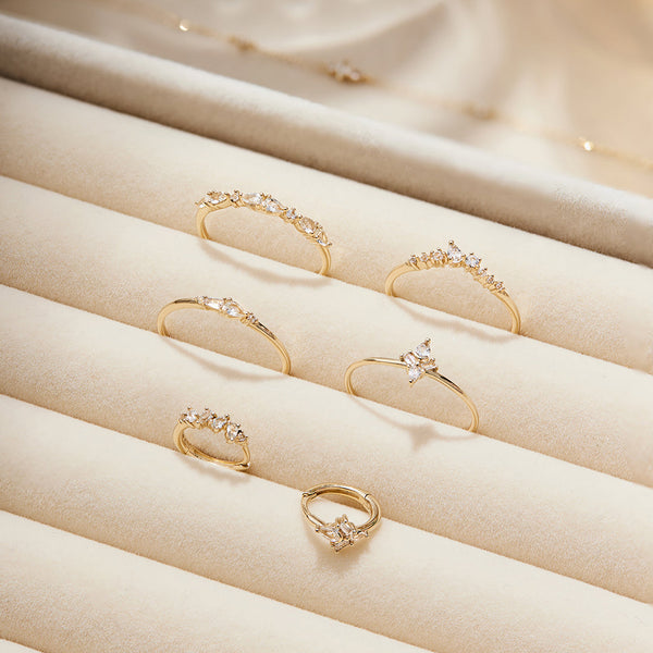 GLENNA | Pear and Round White Sapphire Half-Eternity Ring