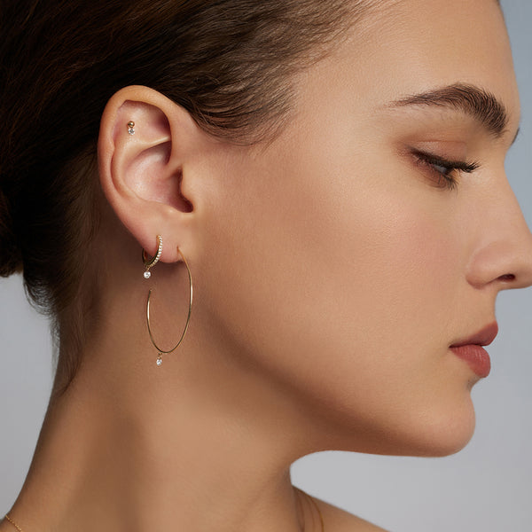 CHEVAL | Single Floating Diamond Threadless Flatback Earring