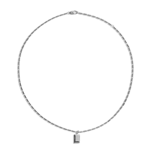 PETITE RECTANGULAR TAG NECKLACE | Sterling Silver