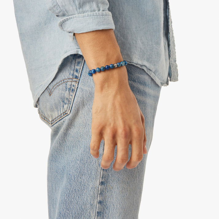 8MM BEADED LAPIS BRACELET | .925 Sterling Silver