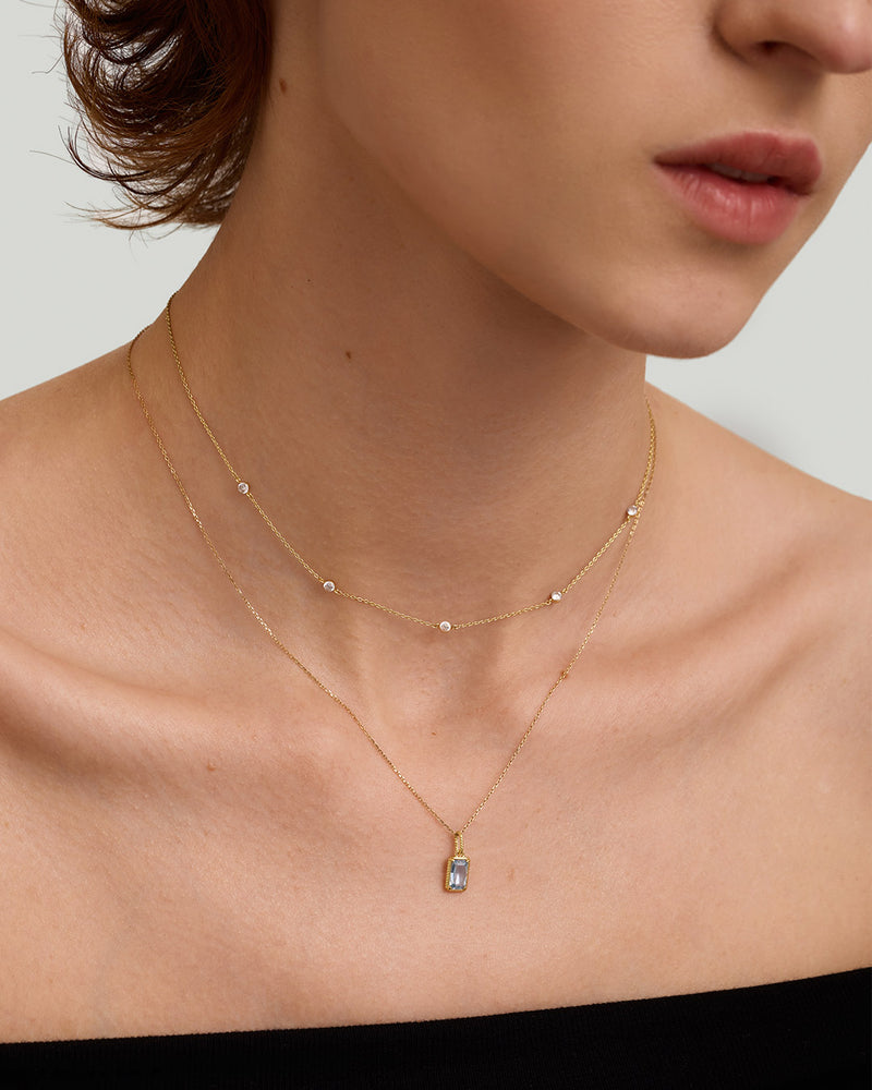 Lab Grown Aquamarine Necklace Charm