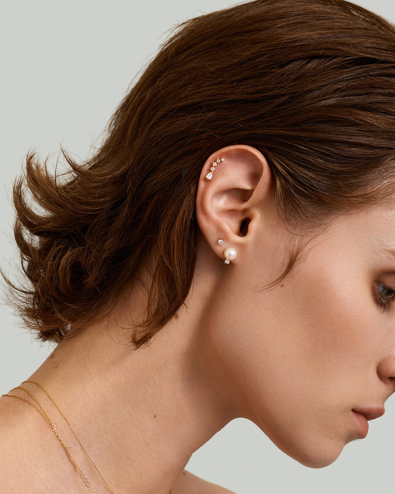 ADALYNN | Pear and Round Lab Grown Diamonds Pair Stud Earrings