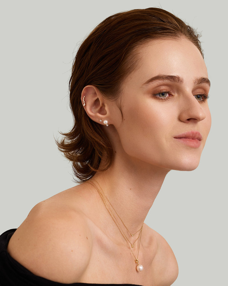 ADALYNN | Pear and Round Lab Grown Diamonds Pair Stud Earrings