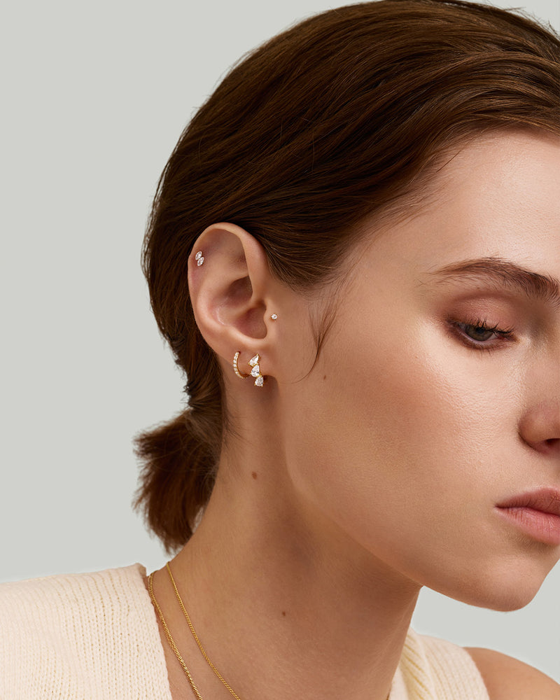 Marquise Trio Lab Grown Diamond Huggie Hoop