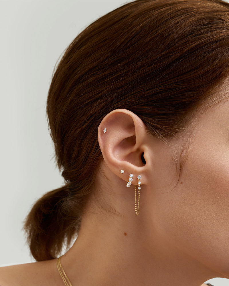 Lab Grown Diamond Drop Chain Stud Earring