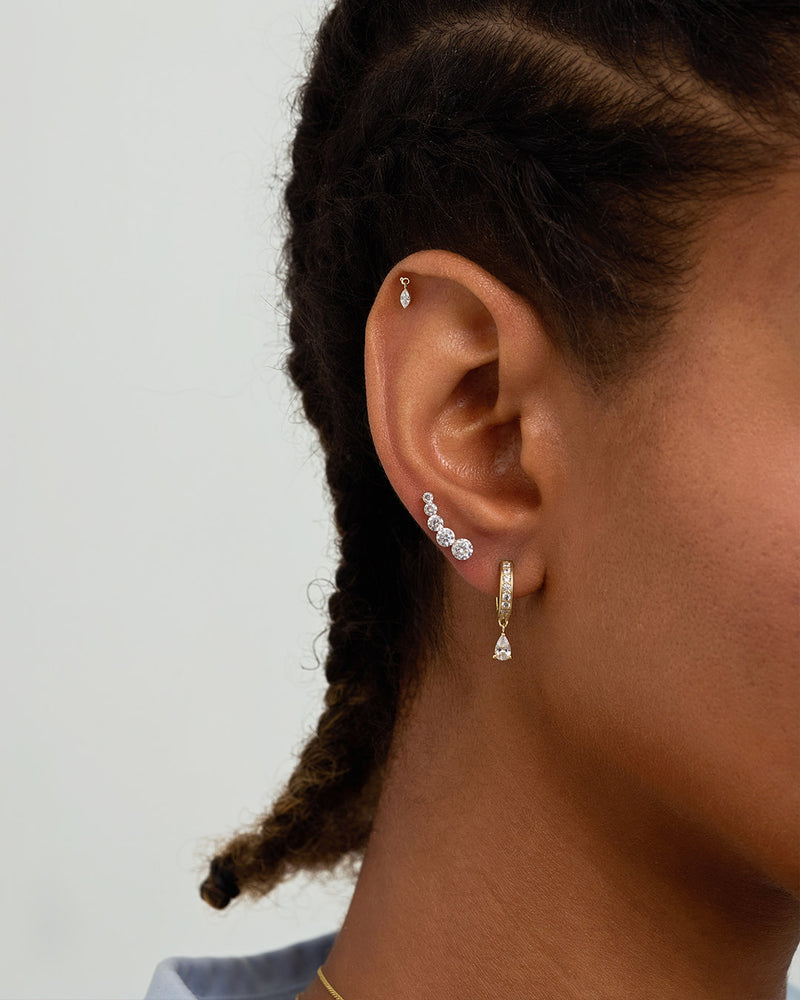 Pear Lab Grown Diamond Drop Pavé Single Huggie Hoop