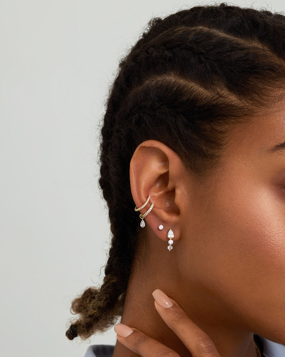 Pear and Round Lab Grown Diamond Single Stud