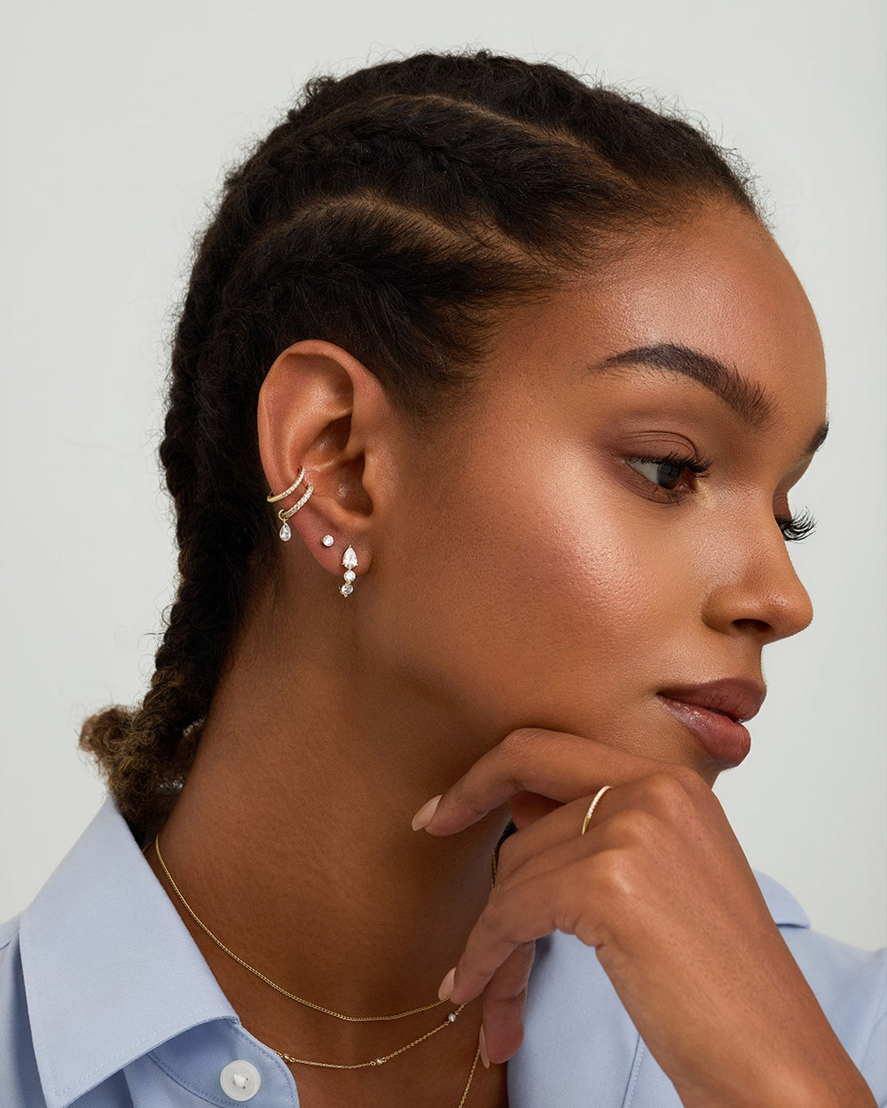 Pear and Round Lab Grown Diamond Single Stud