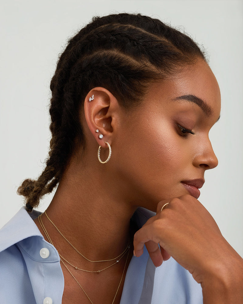 Clustered Marquise Lab Grown Diamond Flatback Stud