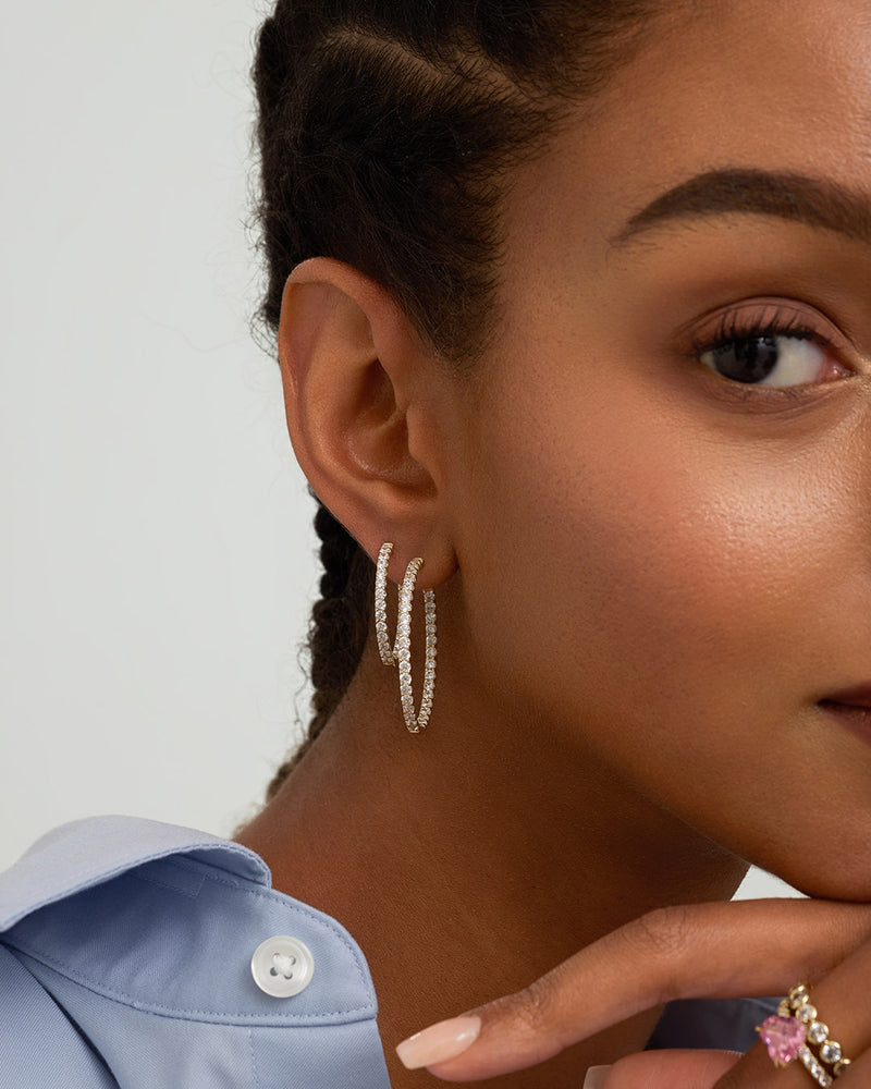 Oversized Lab Grown Diamond Pavé Single Hoop