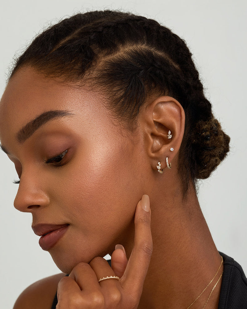 ZARINA | Pear and Round Lab Grown Diamond Single Huggie