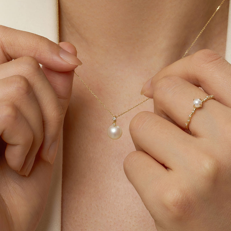 NAIA | Pearl with Lab Grown Diamond Accent Necklace
