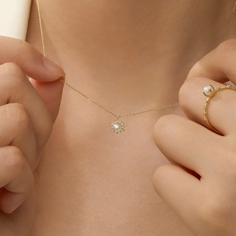 LISETTE | Pearl with Lab Grown Diamond Accent Necklace