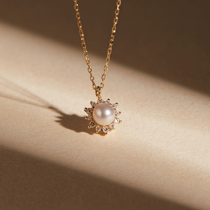 LISETTE | Pearl with Lab Grown Diamond Accent Necklace