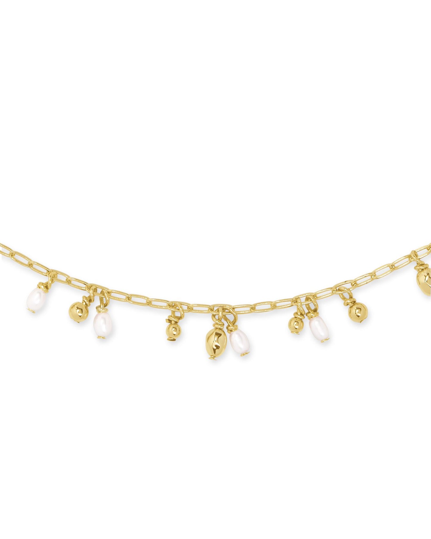 Mollie Gold Choker Necklace in White Pearl