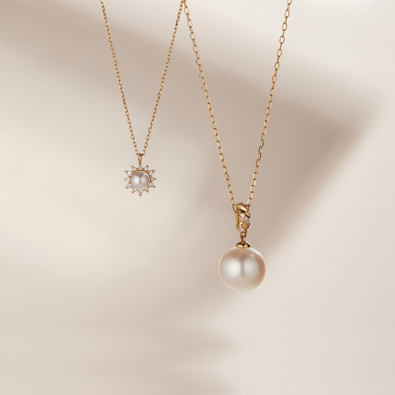 KALINDA | Pearl Necklace with Lab Grown Diamond Accent