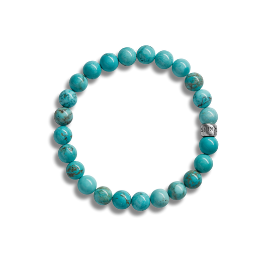 8MM BEADED TURQUOISE BRACELET | .925 Sterling Silver