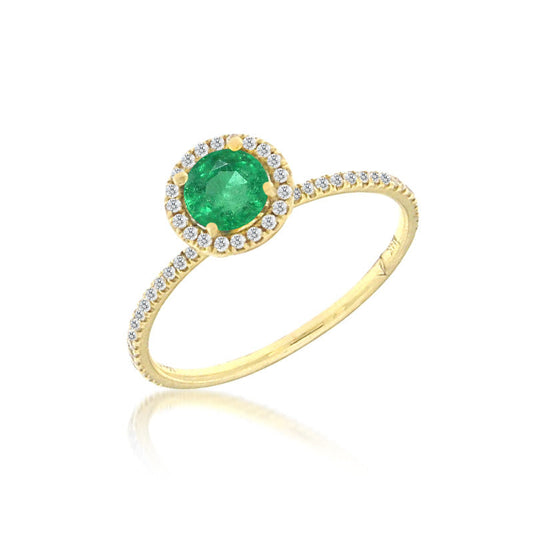 14kt Yellow Gold Emerald Ring with Diamonds