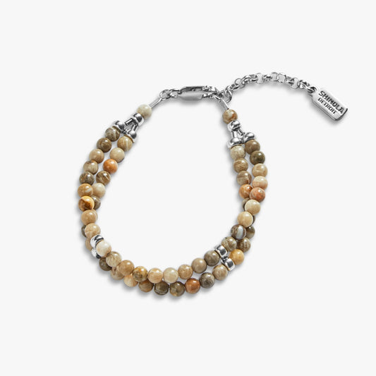 PETOSKEY STONE BEADED BRACELET | .925 Sterling Silver