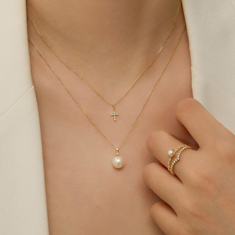 NAIA | Pearl with Lab Grown Diamond Accent Necklace